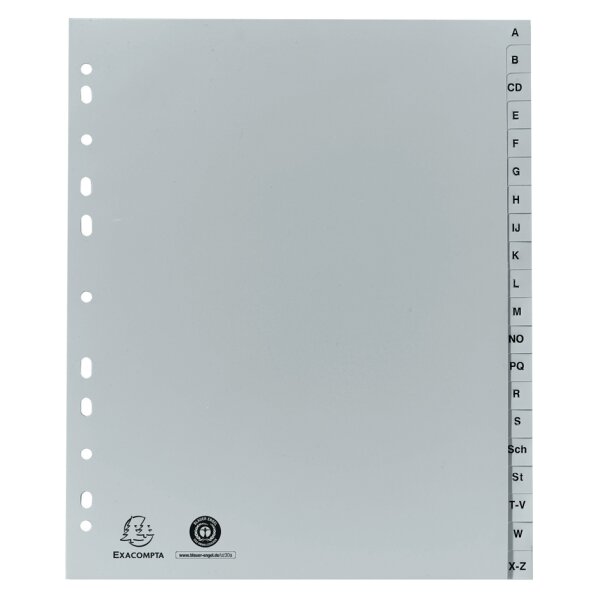 EXACOMPTA Kunststoff-Register, A-Z, DIN A4, 20-teilig