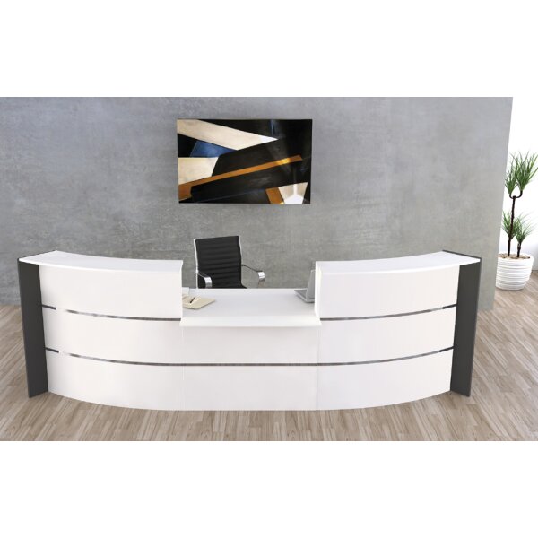 kerkmann Comptoir arrondi BARI avec élément bas, blanc