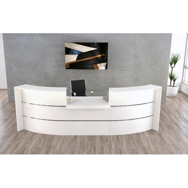 kerkmann Comptoir arrondi BARI avec élément bas, blanc