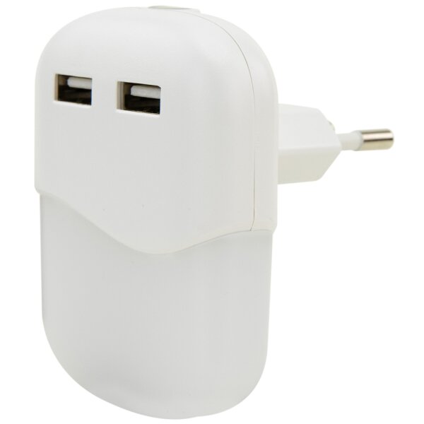 ANSMANN Lampe dorientation à LED NL15AC, 2x port USB, blanc