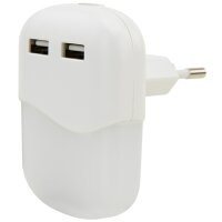 ANSMANN Lampe dorientation à LED NL15AC, 2x port USB, blanc