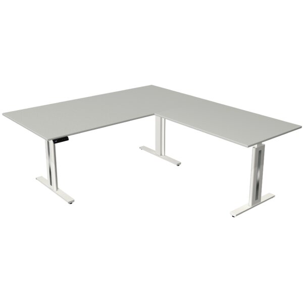kerkmann Sitz-Steh-Schreibtisch Move 3 fresh mit Anbau, weiss