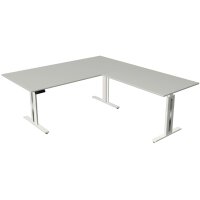kerkmann Sitz-Steh-Schreibtisch Move 3 fresh mit Anbau, weiss
