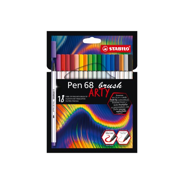 STABILO Stylo Fibre 68 Brush Arty 568/18-21-20 ass. 18 pcs.