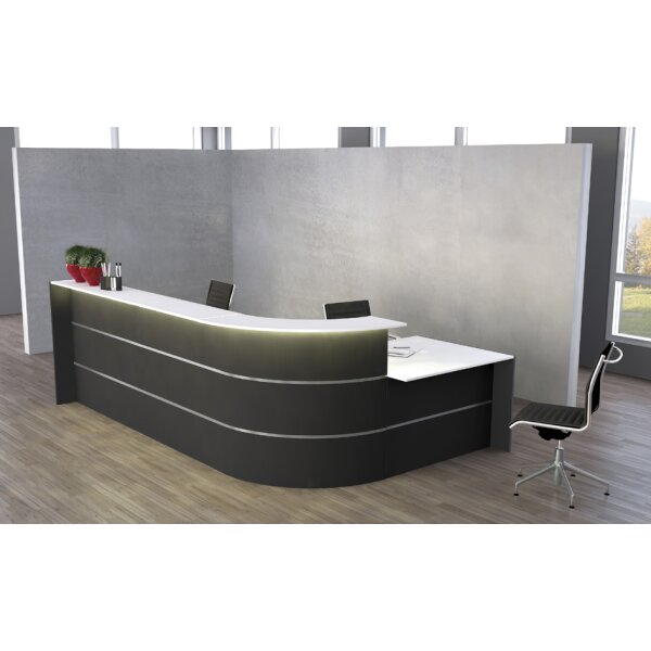 kerkmann Grand comptoir en L BARI, espace conseil, blanc