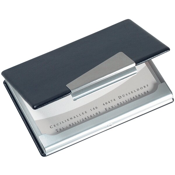 sigel Visitenkarten-Etui "Alu Lederoptik", silber schwarz