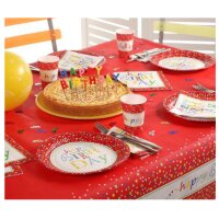PAPSTAR Assiette en carton Happy Birthday, rond, 230 mm