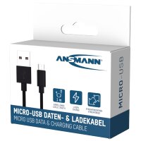 ANSMANN Daten- & Ladekabel, USB - Micro USB Stecker,...