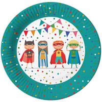 PAPSTAR Assiette en carton Super héros, rond, 230 mm