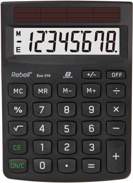 Rebell Calculatrice de bureau écologique Eco 310, noir