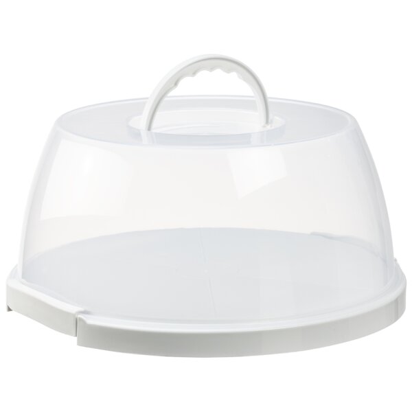 plast team Plat & cloche à gâteau, rond, transparent/blanc
