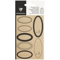 Clairefontaine Etiquettes adhésives Ovale kraft, noir