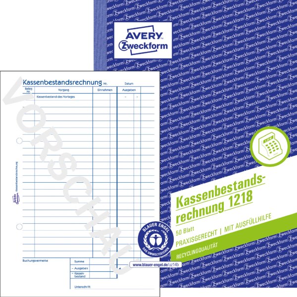 AVERY Zweckform Formularbuch Kassenbestandsrechnung, A5