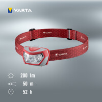 VARTA LED-Kopflampe "Outdoor Sports H20 Pro", rot grau