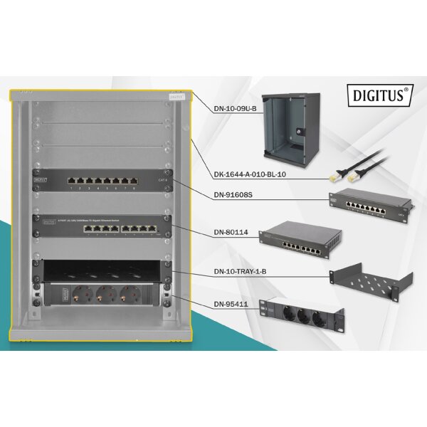 DIGITUS 10 Netzwerk-Set, 9 HE, (B)312 x (T)300 mm