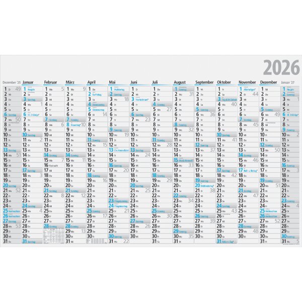 rido idé Plakatkalender, 1.210 x 770 mm, gefalzt, 2026