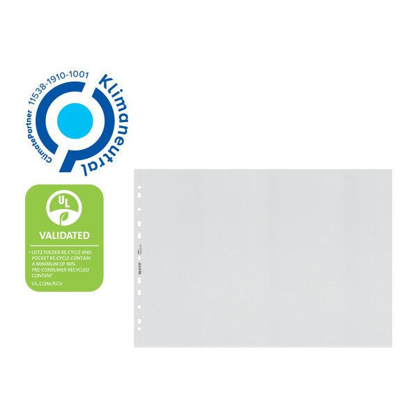 LEITZ Zeigetaschen PP Recycle A3 4019-00-03 transparent, 100my 25 St&uuml;ck