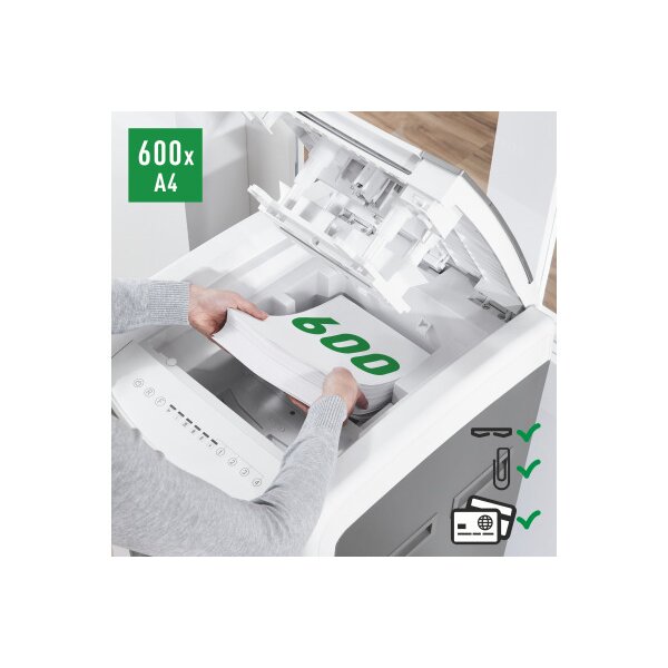 LEITZ Aktenvernichter IQ AF 8017-20-00 Office Pro 600, P-4, 110lt