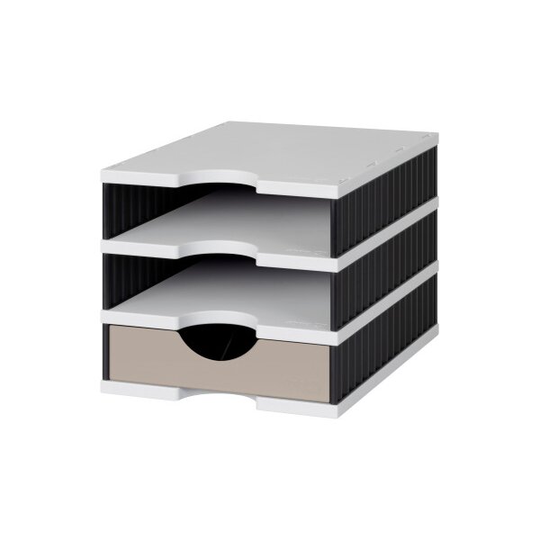 STYRO Système class. styrodoc uno 268-0103.987 gris/nr/taupe 2comp./1tiroir