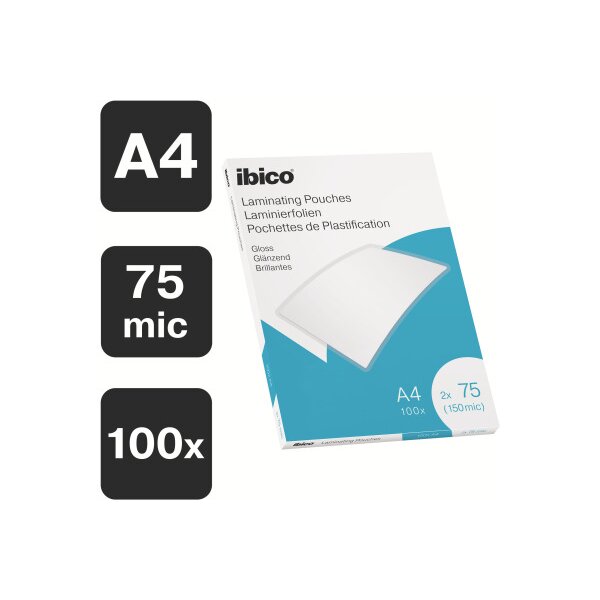 IBICO Laminiertasche A4 627316 glanz, 75my 100 Stk