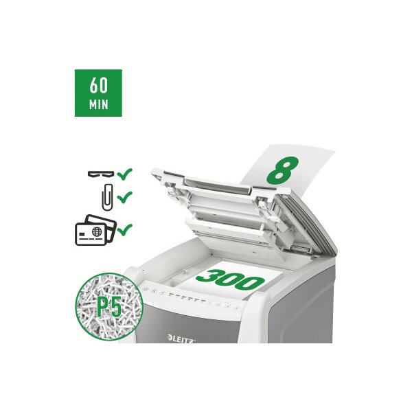 LEITZ Aktenvernichter IQ AF 8016-20-00 Office 300, P-5, 60lt