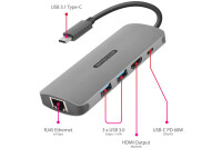 SITECOM USB-C to HDMI Adapter 1x GLAN CN-379 2x USB-A, 4K...