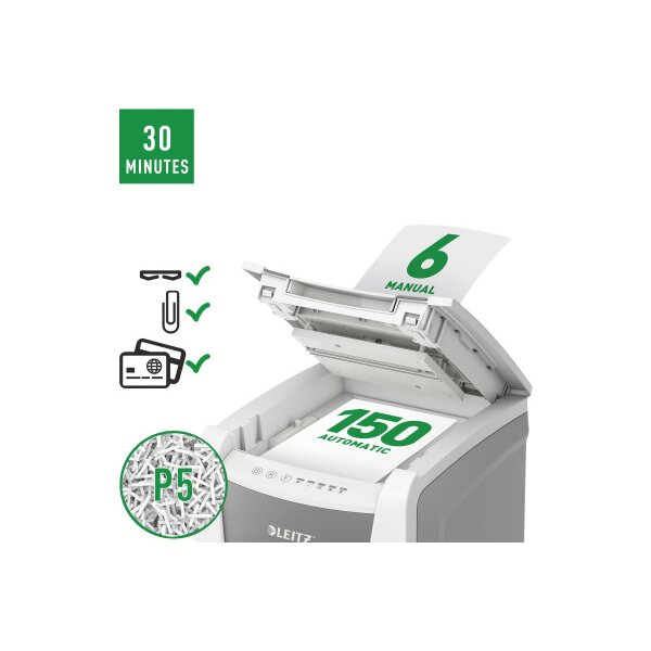 LEITZ Aktenvernichter IQ AF 8014-20-00 Office 150, P-5, 44lt