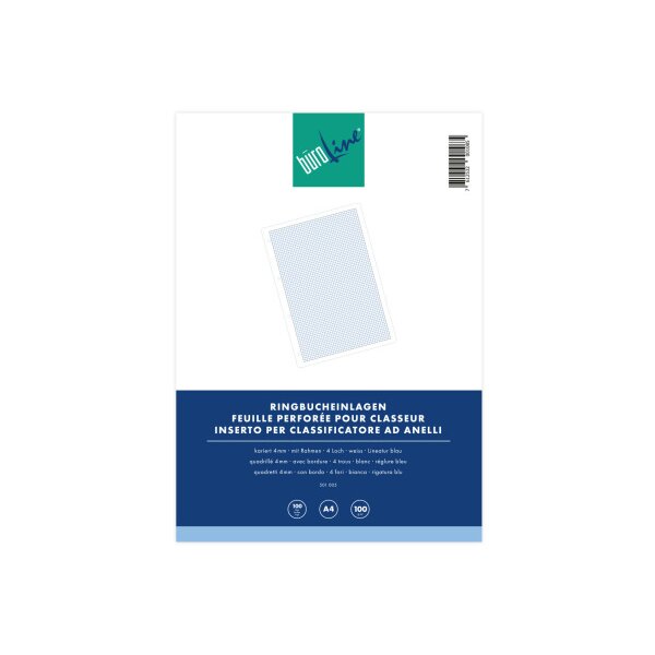 BÜROLINE Ringbucheinlagen A4 501005 kariert, 4mm, 100g 100 Blatt