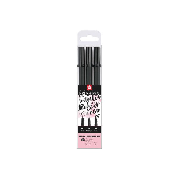 SAKURA Pigma Brush Pen Set May&amp;Berry POXFVKBP349S Fine/Medium/Bold 3 pcs.