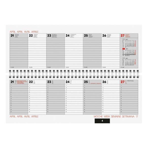 BIELLA Pultkalender Colorful 2027 888377310027U 1W/2S salb.gr&uuml;n ML 29.7x10.5cm