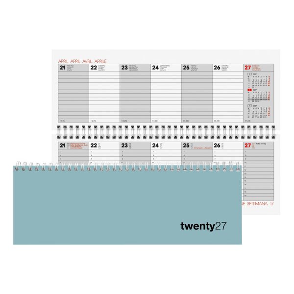 BIELLA Pultkalender Colorful 2027 888377310027U 1W/2S salb.gr&uuml;n ML 29.7x10.5cm