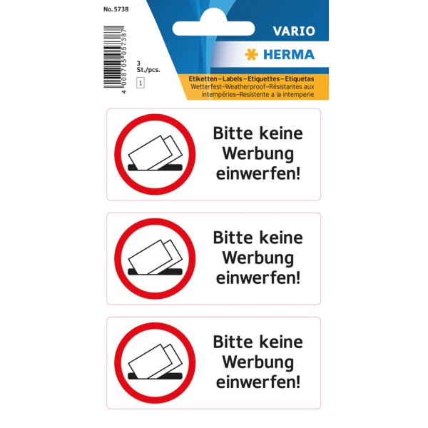 HERMA Hinweisetiketten Bitte keine Werbung einwerfen