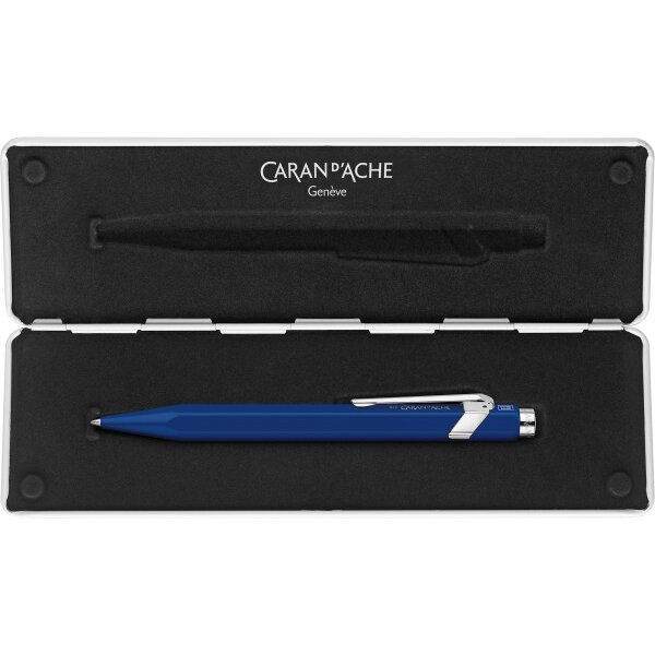 CARAN DACHE Roller 849 0.7mm 846.659 bleu, avec boîte métal