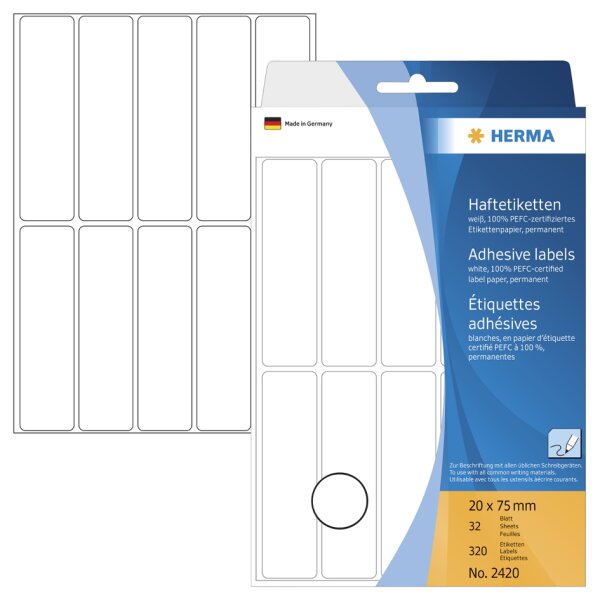 HERMA Etiquette multi-usage, 6 x 50 mm, grand paquet, blanc