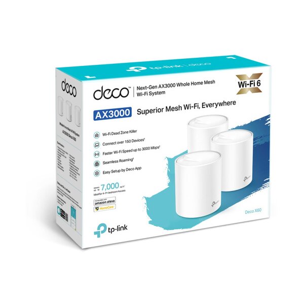 TP-LINK Whole-Home Wi-Fi System Deco X60 AX5400(3-Pack)V3.20 white