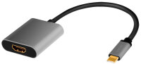 LogiLink USB-C - HDMI Adapterkabel, 0,15 m, schwarz grau