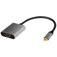 LogiLink USB-C - HDMI Adapterkabel, 0,15 m, schwarz grau