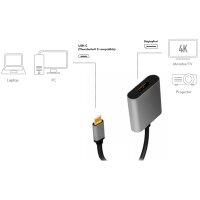 LogiLink Câble adaptateur USB-C - Displayport, noir/gris
