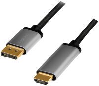 LogiLink Câble DispolayPort - HDMI, 2,0 m, noir/gris