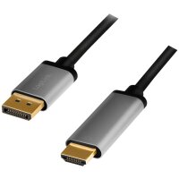 LogiLink Câble DispolayPort - HDMI, 2,0 m, noir/gris