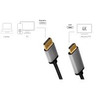 LogiLink Câble DispolayPort - HDMI, 2,0 m, noir/gris
