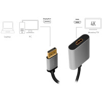 LogiLink Câble adaptateur Displayport - HDMI, 0,15 m