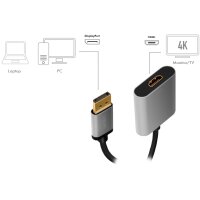 LogiLink Câble adaptateur Displayport - HDMI, 0,15 m