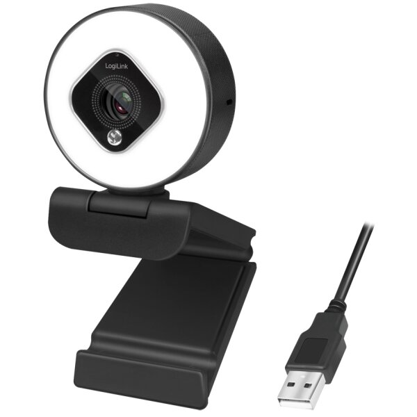 LogiLink Full-HD-USB-Webcam mit Dual-Mikrofon, schwarz