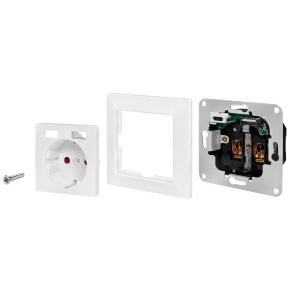 LogiLink Unterputz-Steckdose, 1x CEE 7 3, 1x USB-A, 1x USB-C