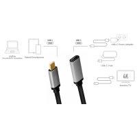 LogiLink USB 3.2 Verlängerungskabel, schwarz grau,...