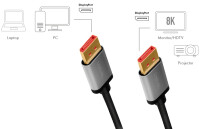 LogiLink Câble DisplayPort 1.4, fiche mâle - mâle, 1,0 m