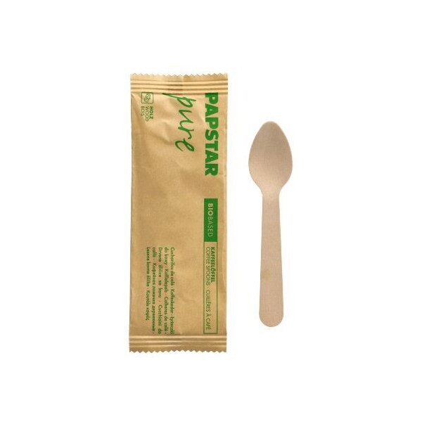 PAPSTAR Cuill&egrave;re &agrave; caf&eacute; en bois pure, longueur: 110 mm