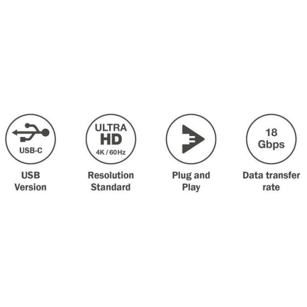 DIGITUS Adapter- Konverterkabel, USB-C - HDMI-A, 5,0 m