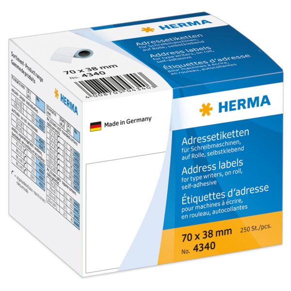 HERMA Etiquette dadresse, 89 x 42 mm, en continu, blanc